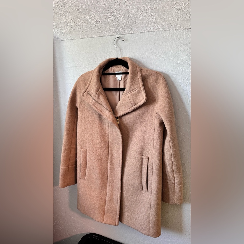 J.Crew Wool-Blend Zip Front Women's Coat in Camel Brown